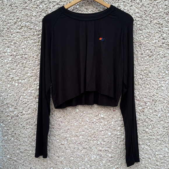 Aviator Nation Cropped Black Logo Tee - Picture 3 of 6